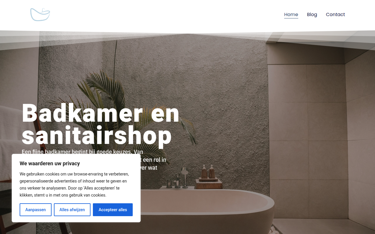 Screenshot van badkamerensanitairshop.nl