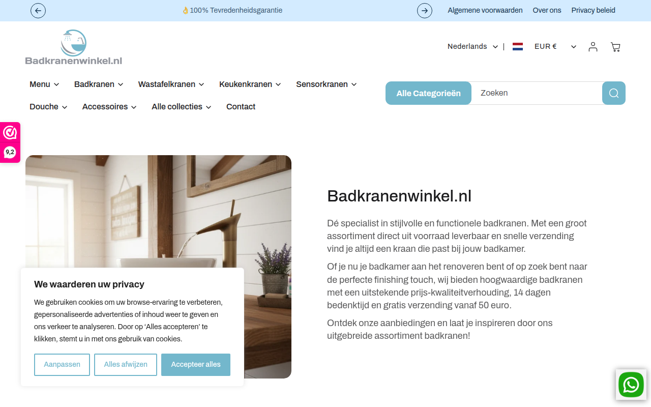 Screenshot van Badkranenwinkel.nl