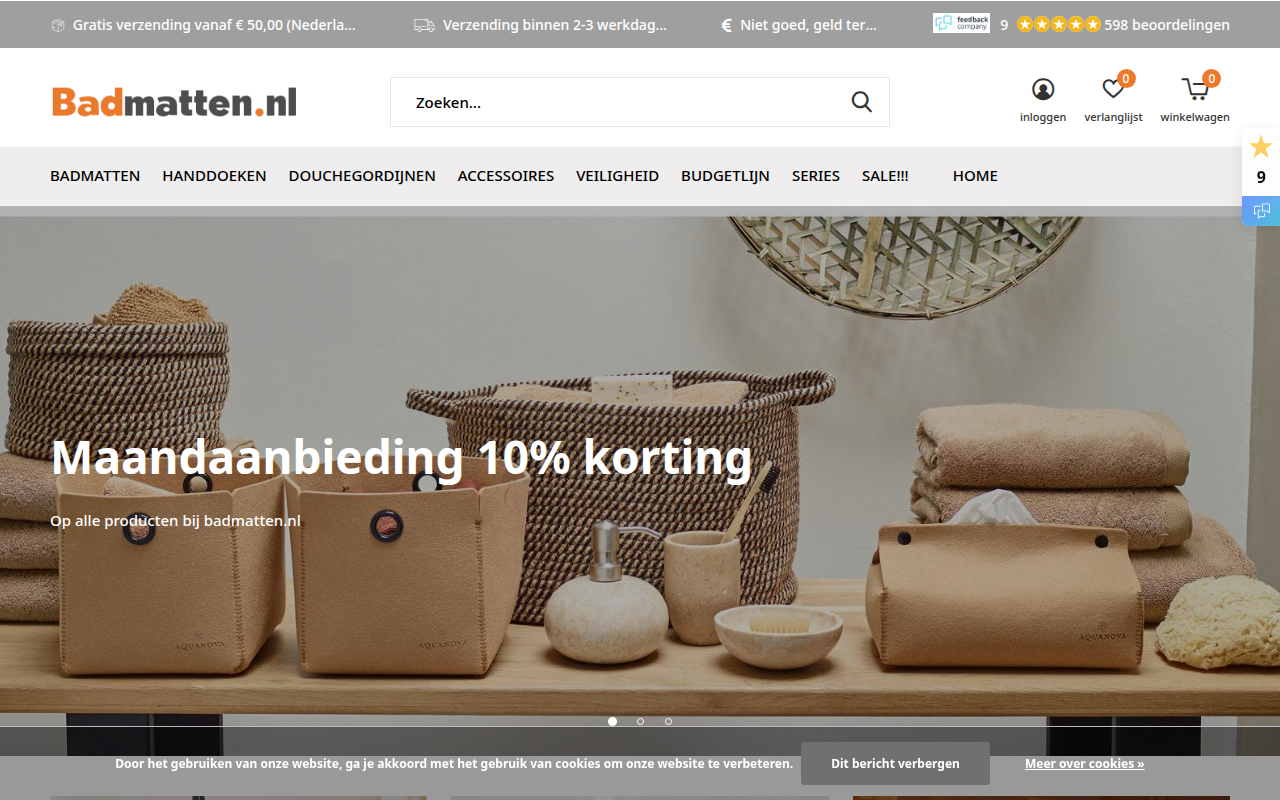 Screenshot van badmatten.nl