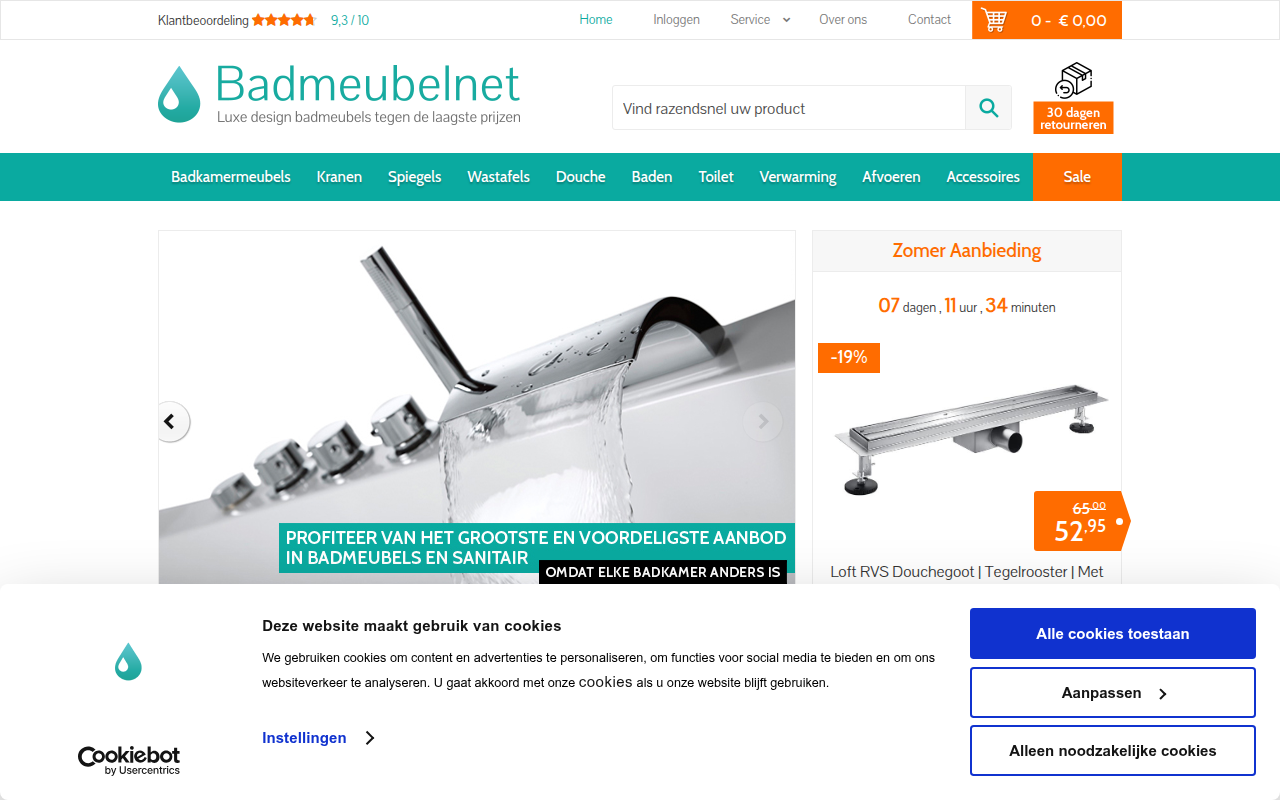 Screenshot van badmeubelnet.nl