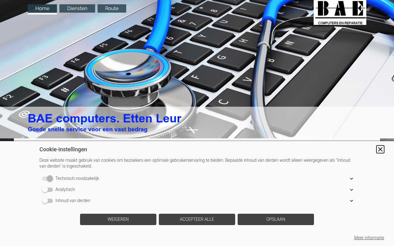 Screenshot van bae-computers.org