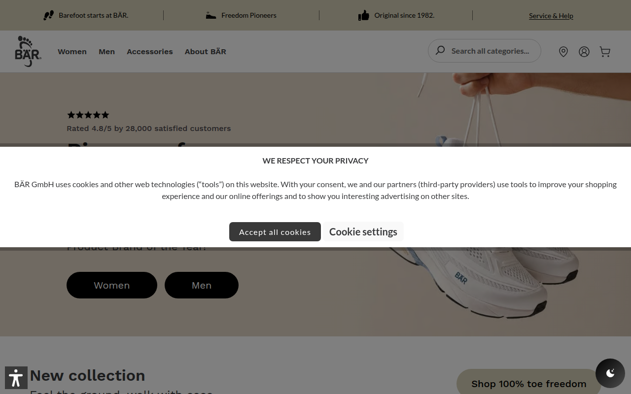 Screenshot van baer-shoes.com