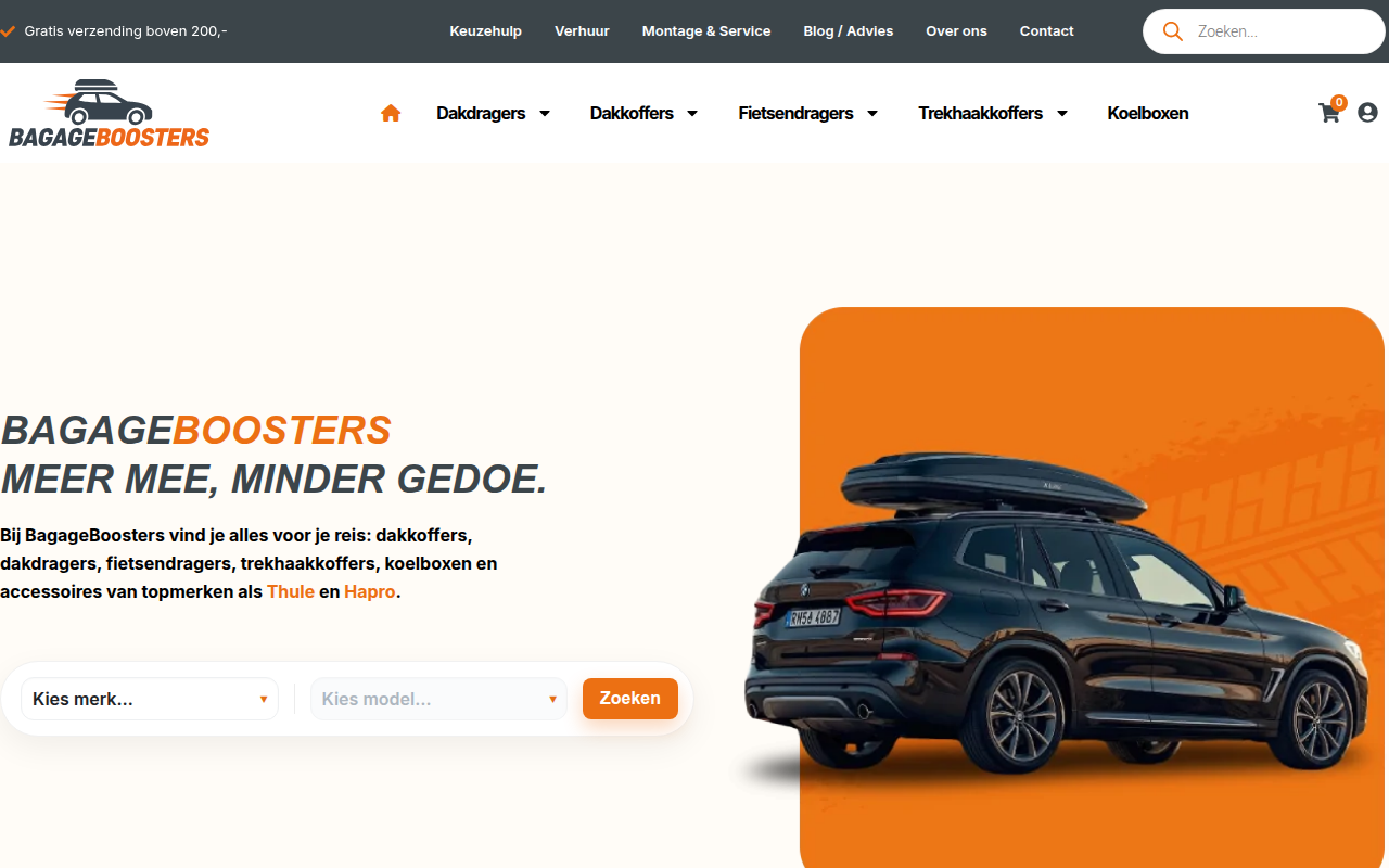 Screenshot van bagageboosters.nl
