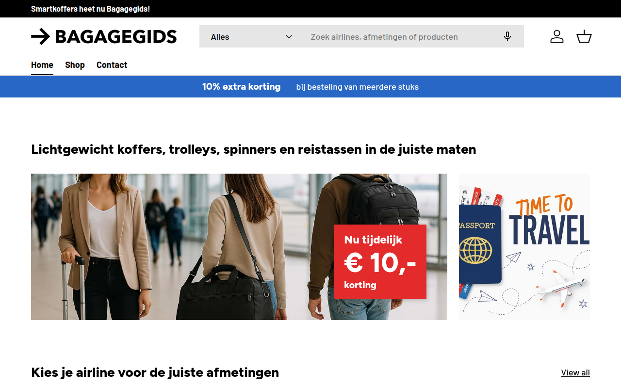 Screenshot van bagagegids.nl
