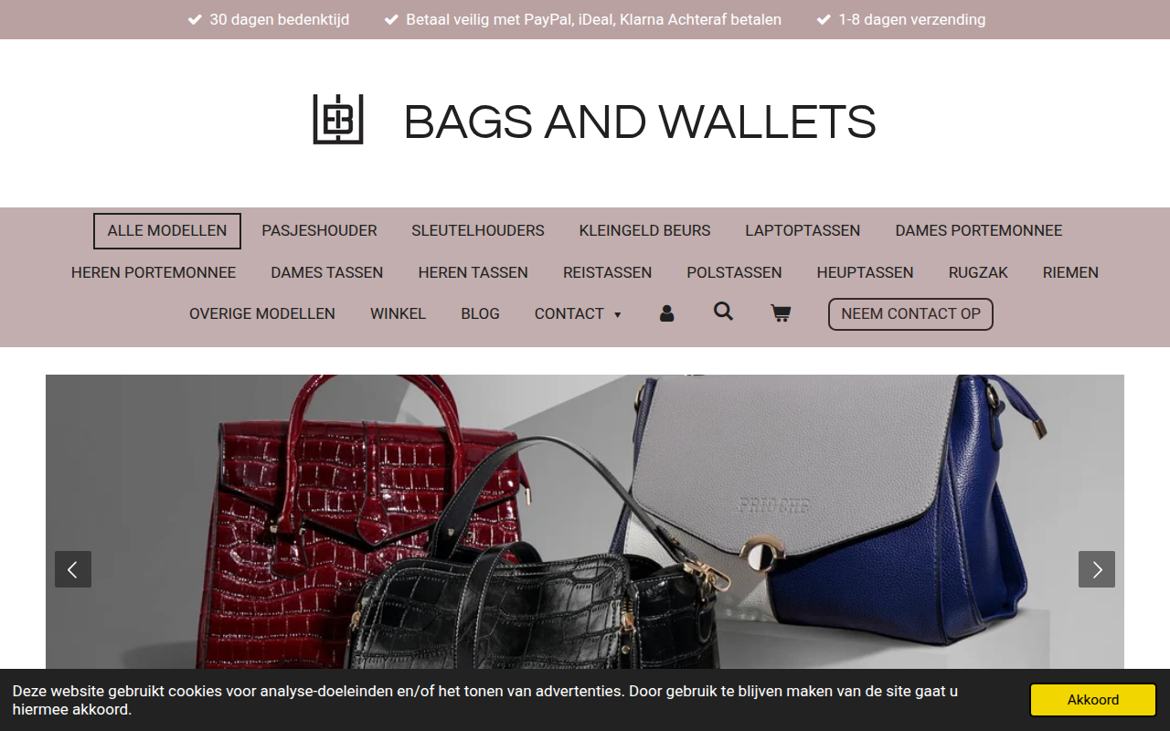 Screenshot van bagsandwallets.nl
