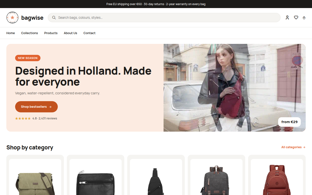 Screenshot van Bagwisebags