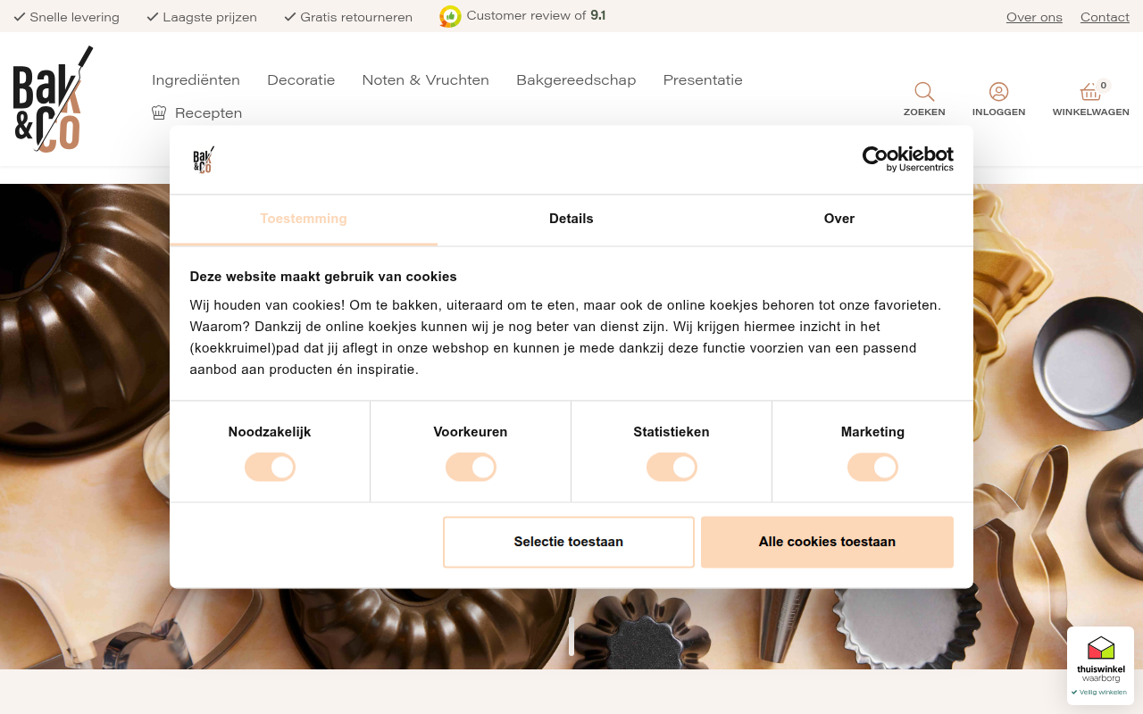 Screenshot van bakenco.nl