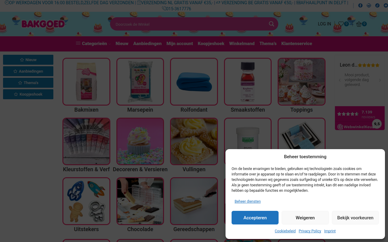Screenshot van bakgoed.nl