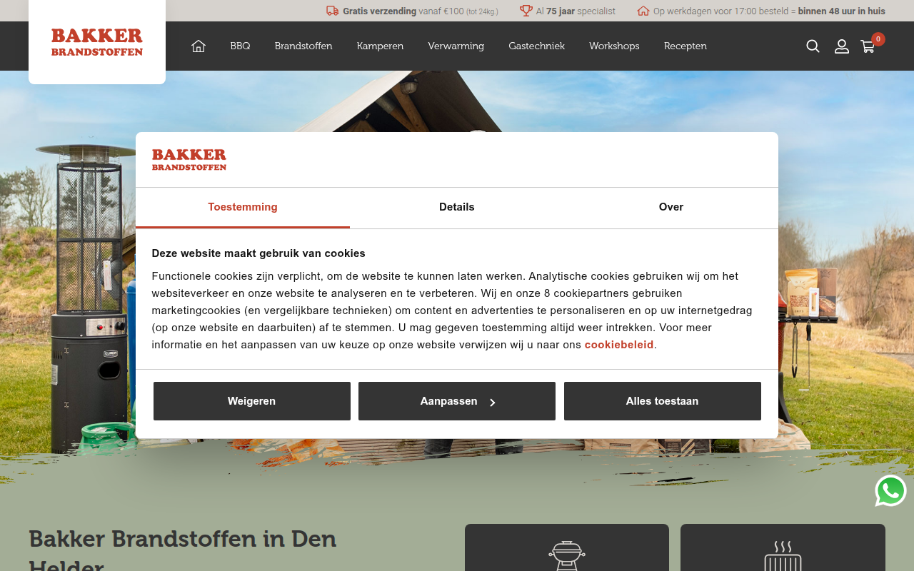 Screenshot van bakkerbrandstoffen.nl