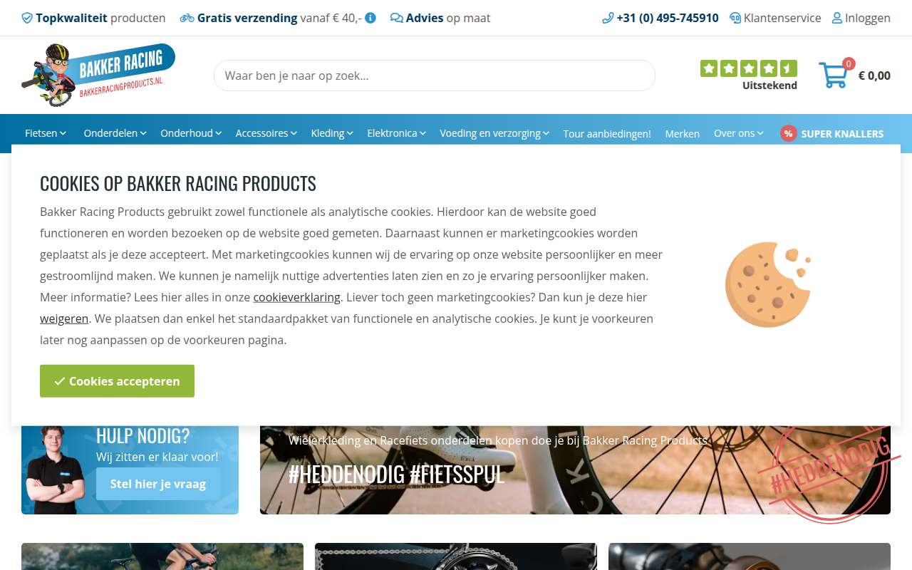 Screenshot van bakkerracingproducts.nl