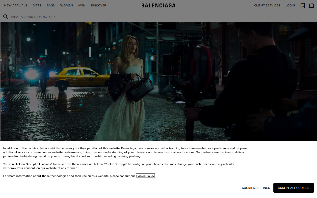 Screenshot van balenciaga.com