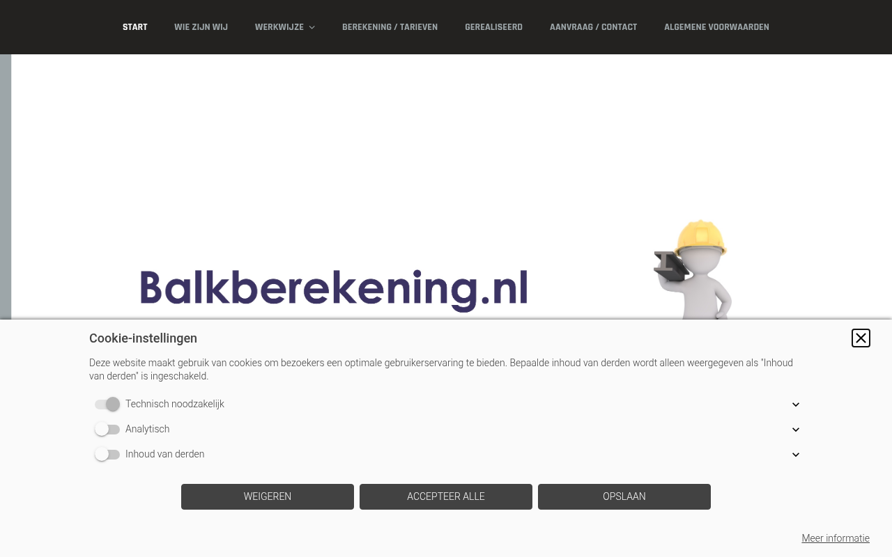 Screenshot van balkberekening.nl