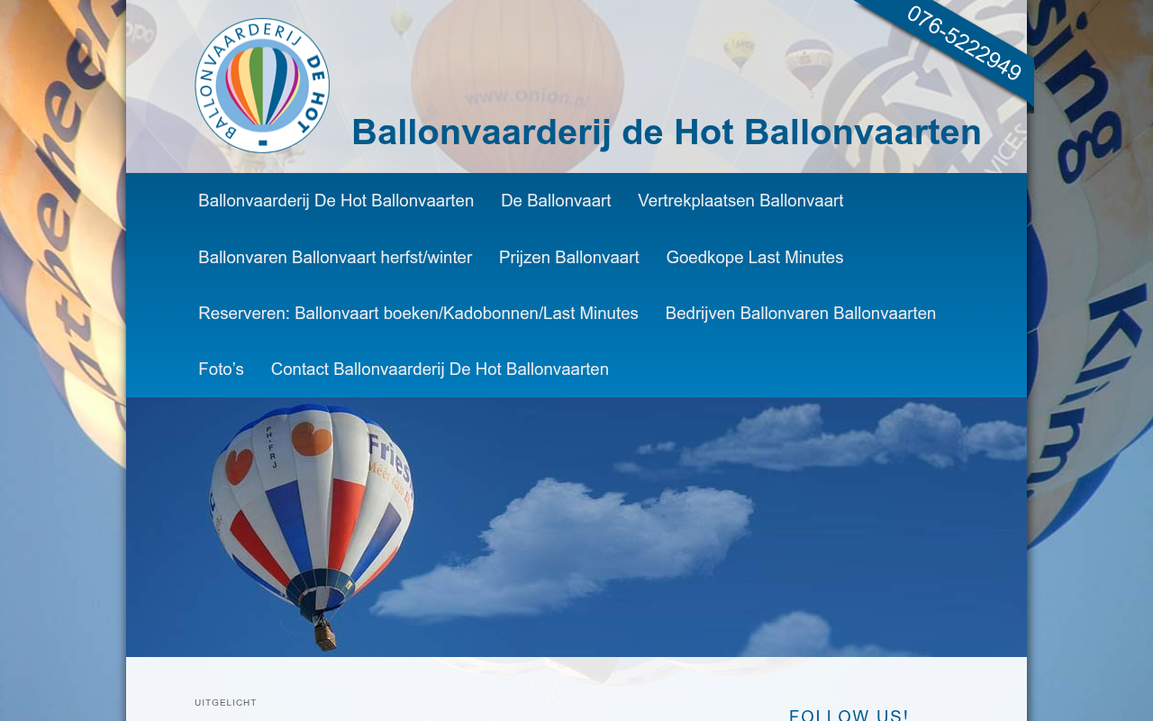 Screenshot van ballonvaarderij.nl