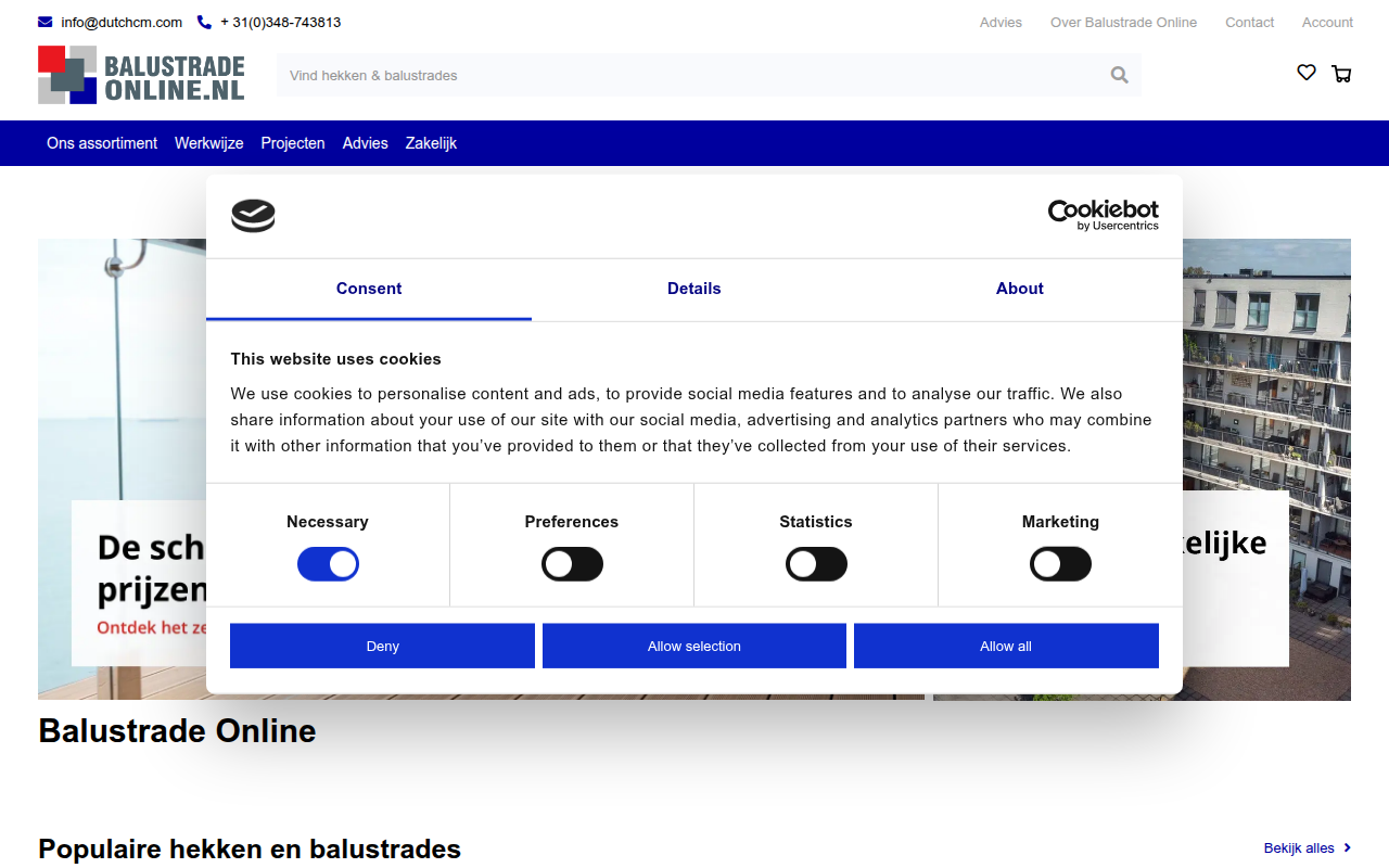 Screenshot van balustrade-online.nl