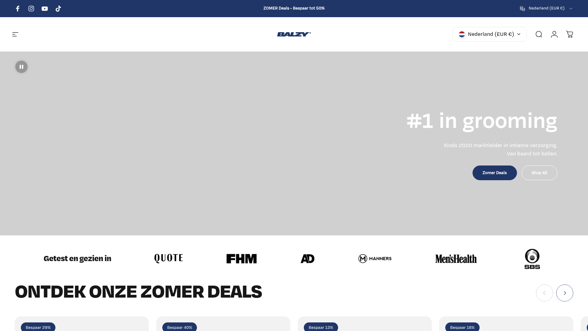 Screenshot van balzy.nl