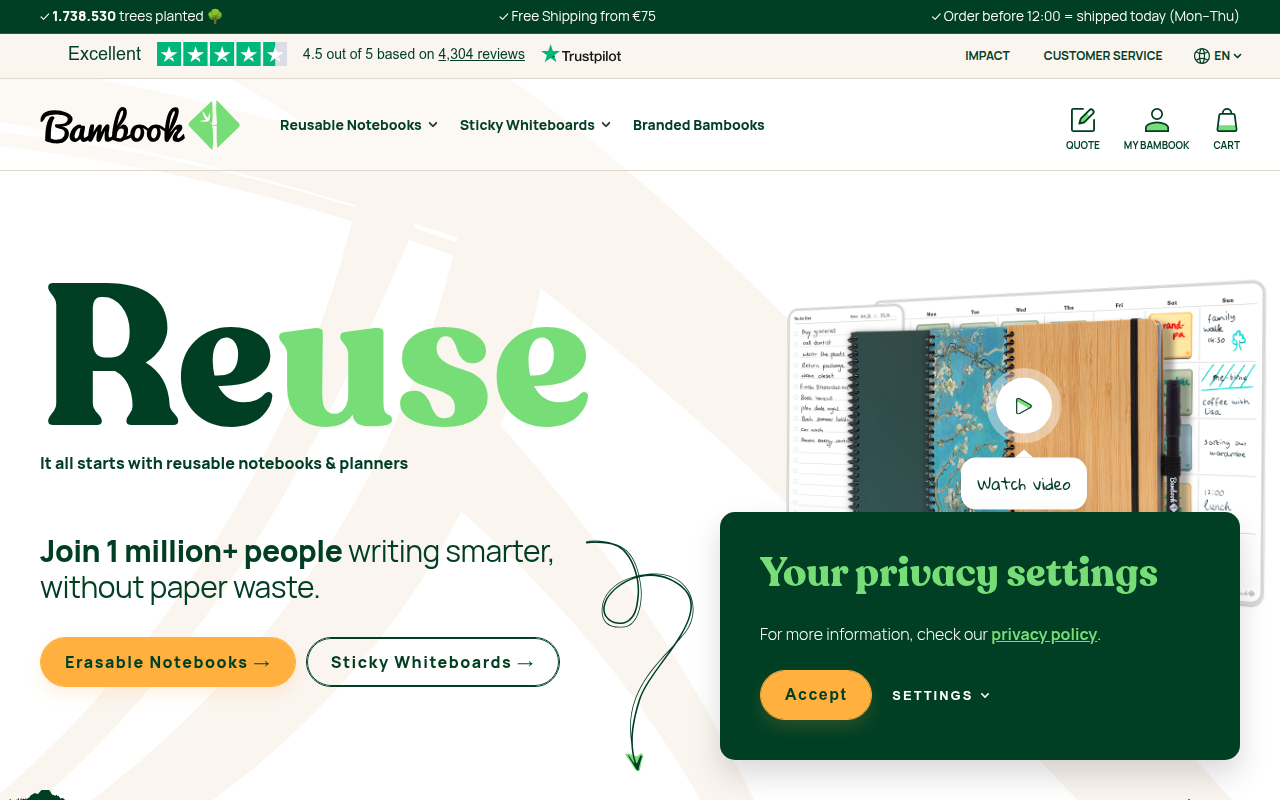Screenshot van bambook.org
