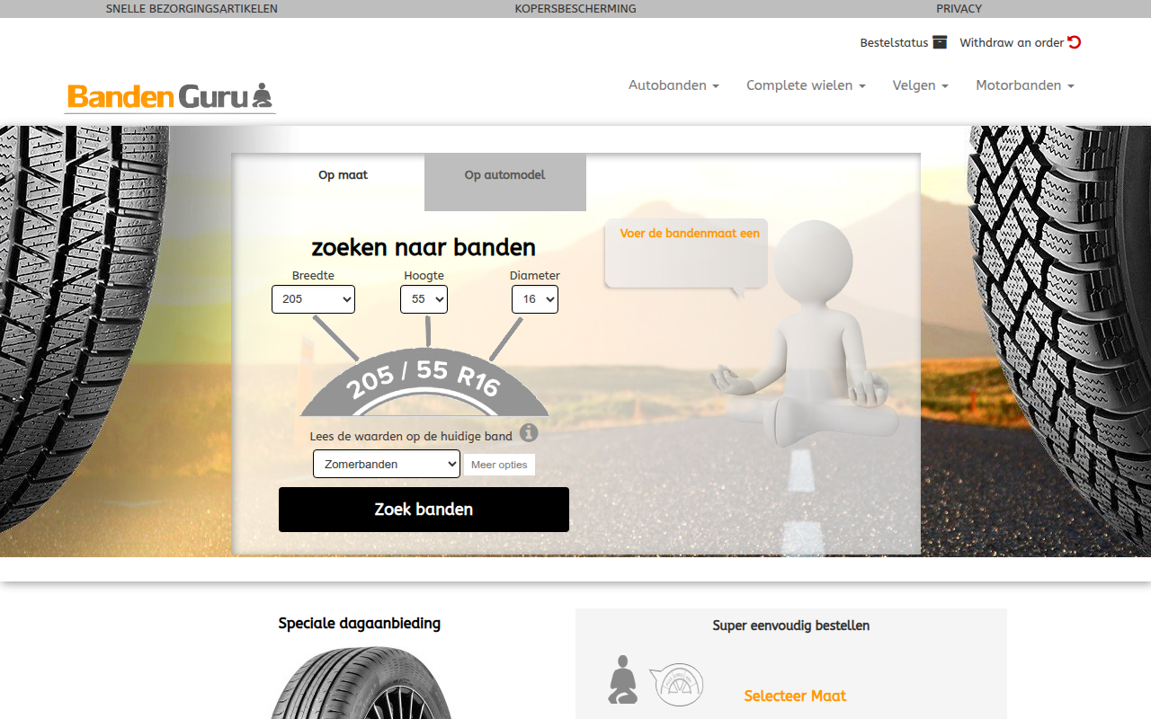 Screenshot van banden-guru.nl