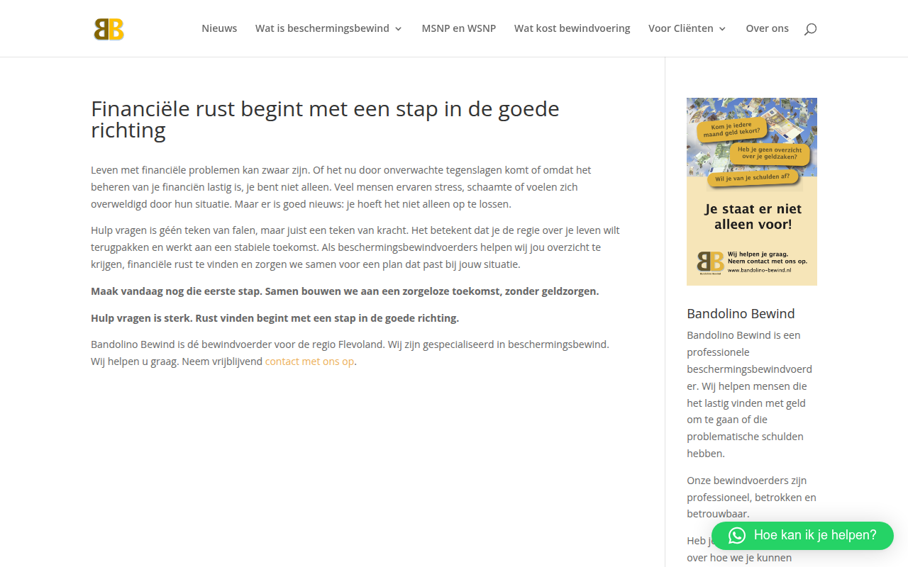 Screenshot van bandolino-bewind.nl