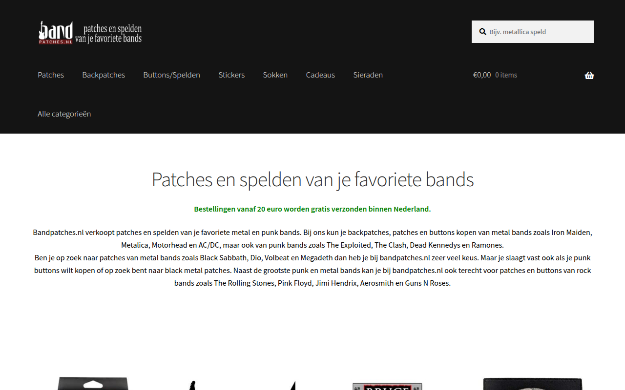 Screenshot van bandpatches.nl