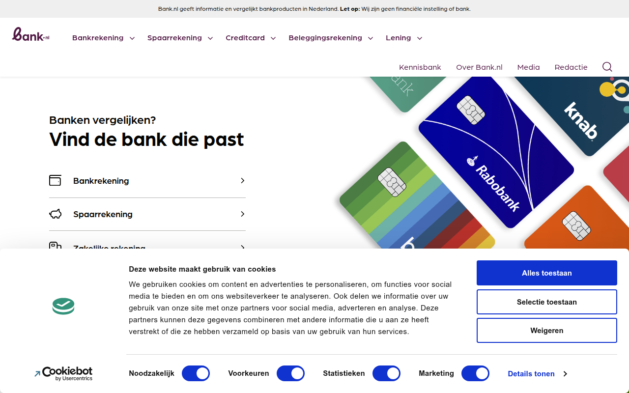 Screenshot van bank.nl