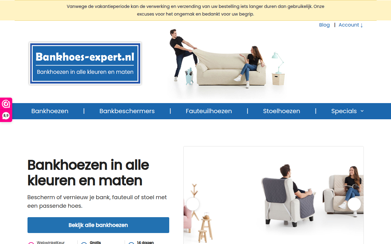 Screenshot van bankhoes-expert.nl