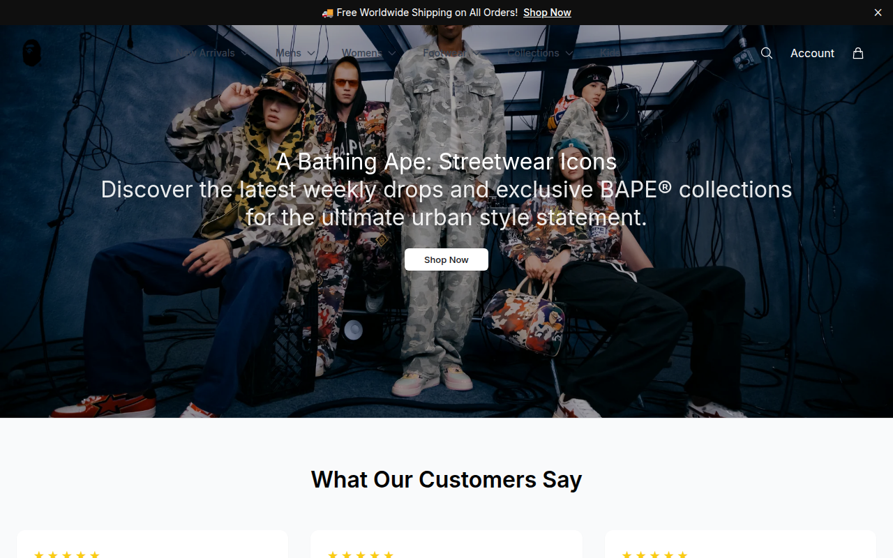 Screenshot van bapestyle.com