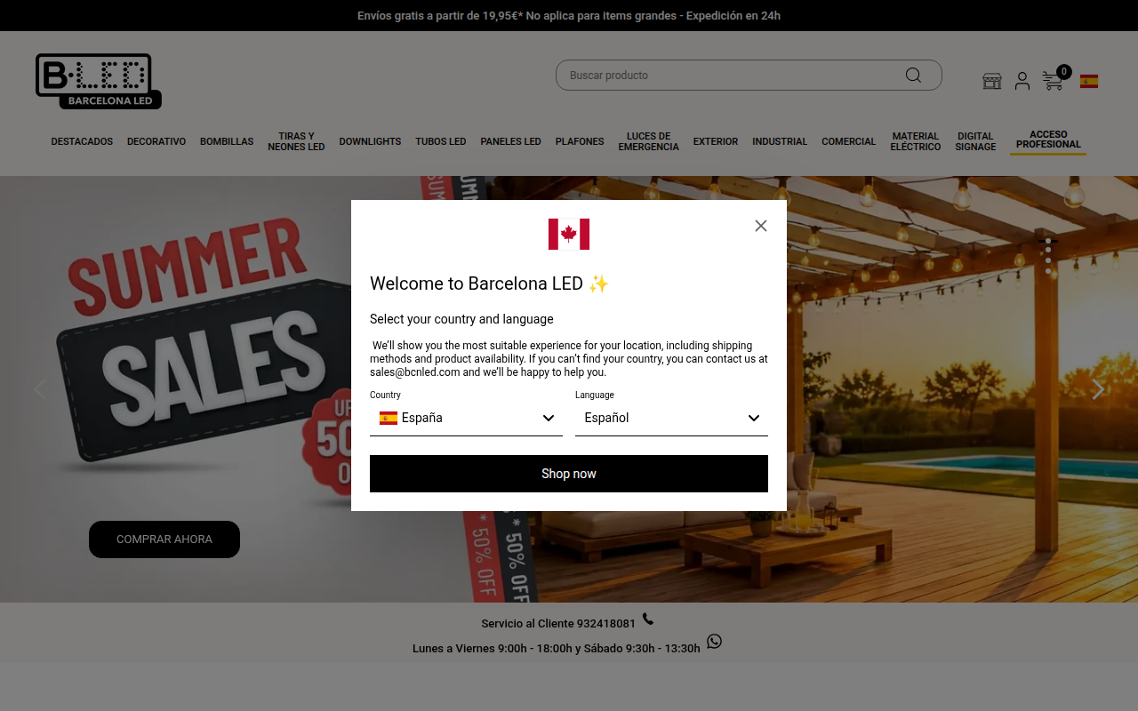 Screenshot van barcelonaled.com