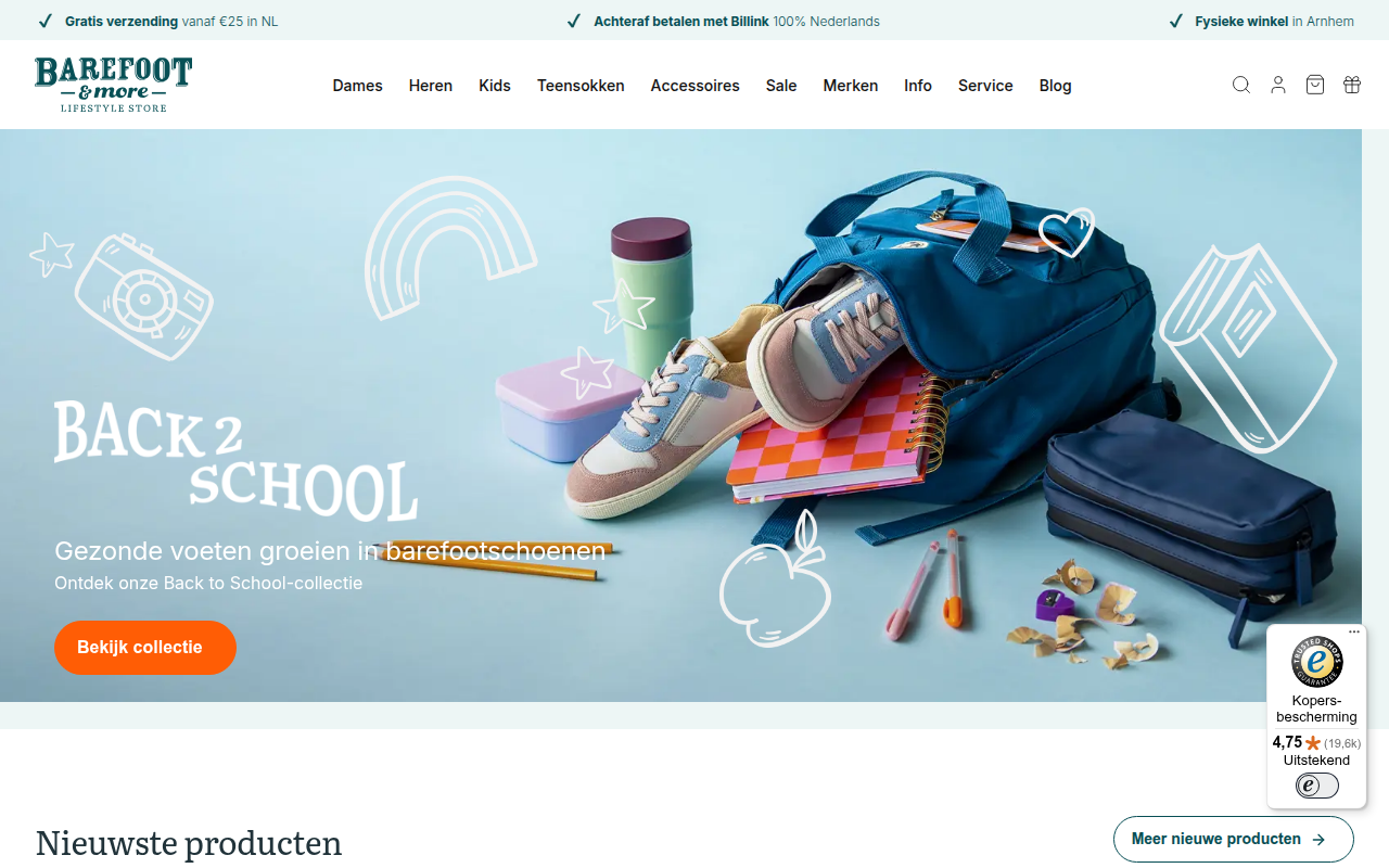 Screenshot van barefootandmore.nl