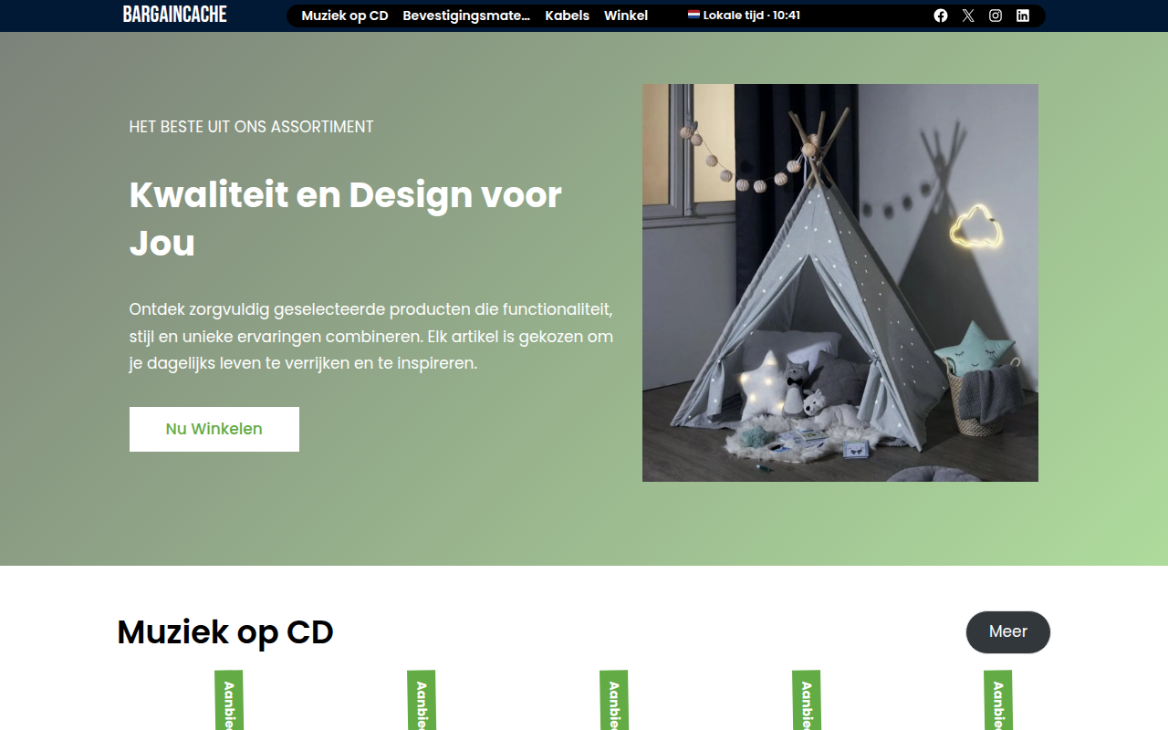 Screenshot van bargaincache.com