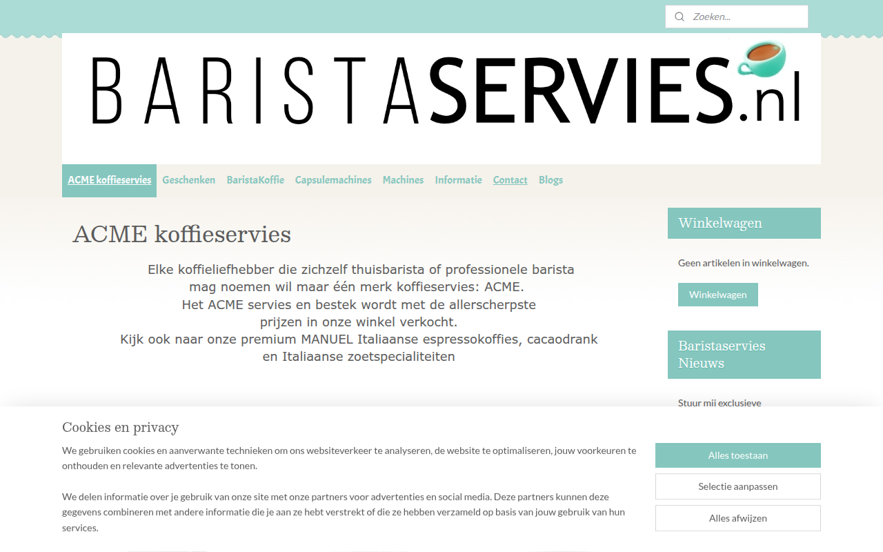 Screenshot van baristaservies.nl