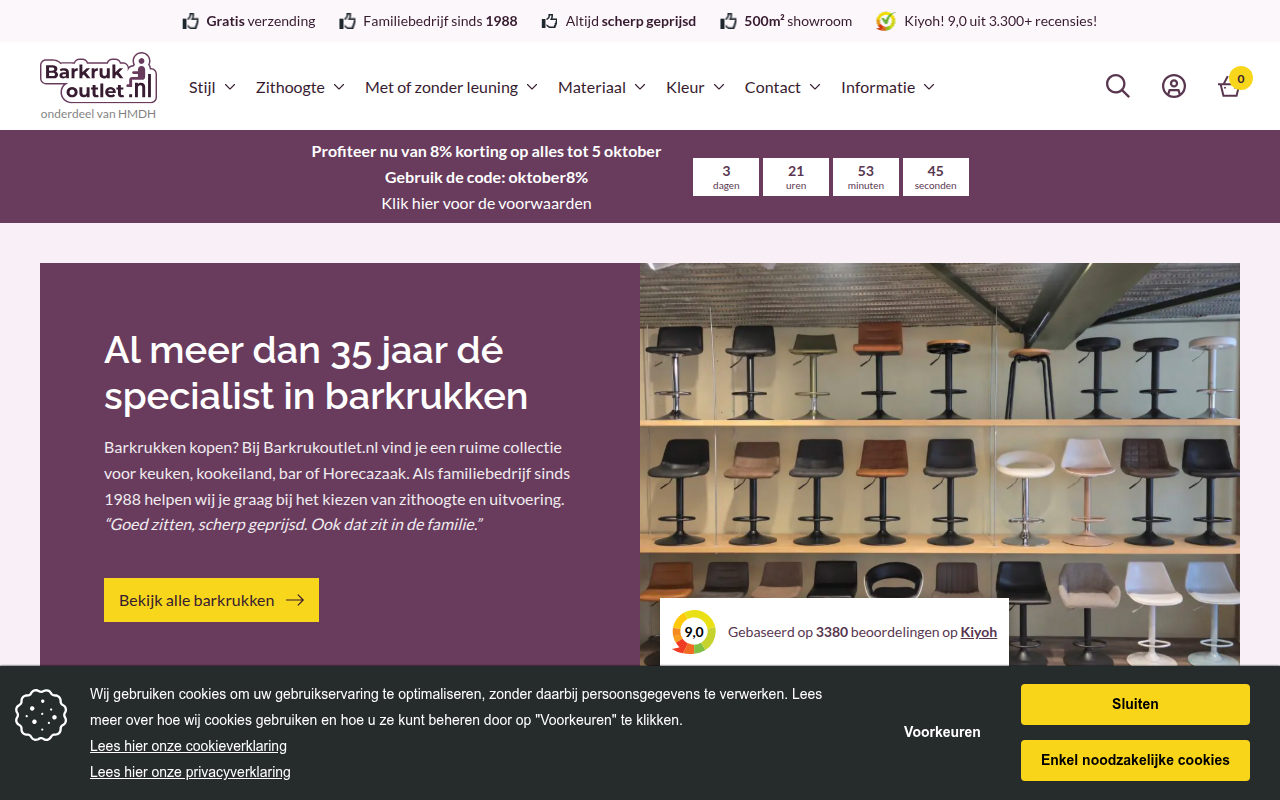 Screenshot van barkrukoutlet.nl