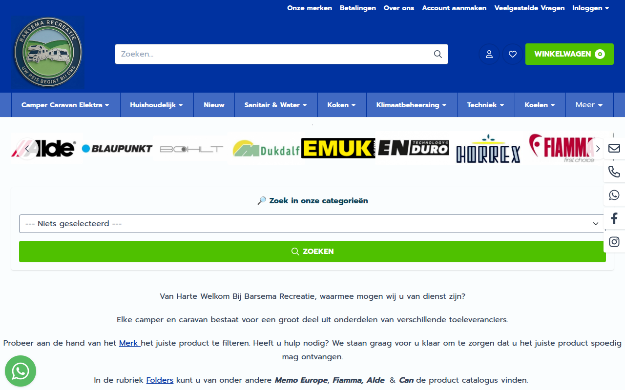 Screenshot van barsema-recreatie.nl