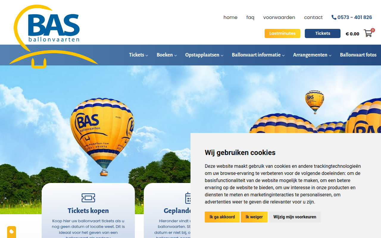 Screenshot van basballonvaart.nl