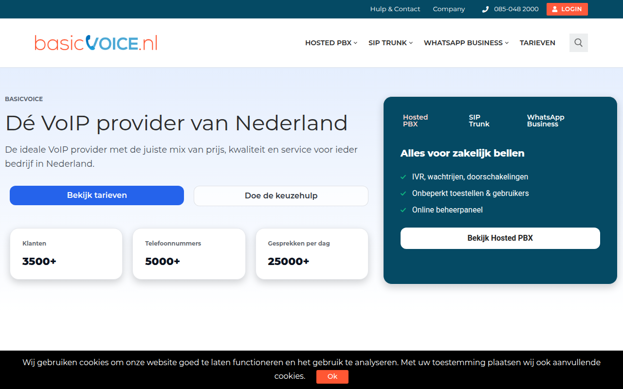 Screenshot van basicvoice.nl