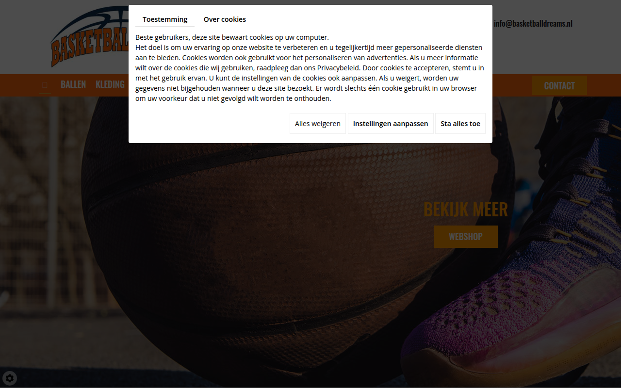 Screenshot van basketbal-webshop.nl