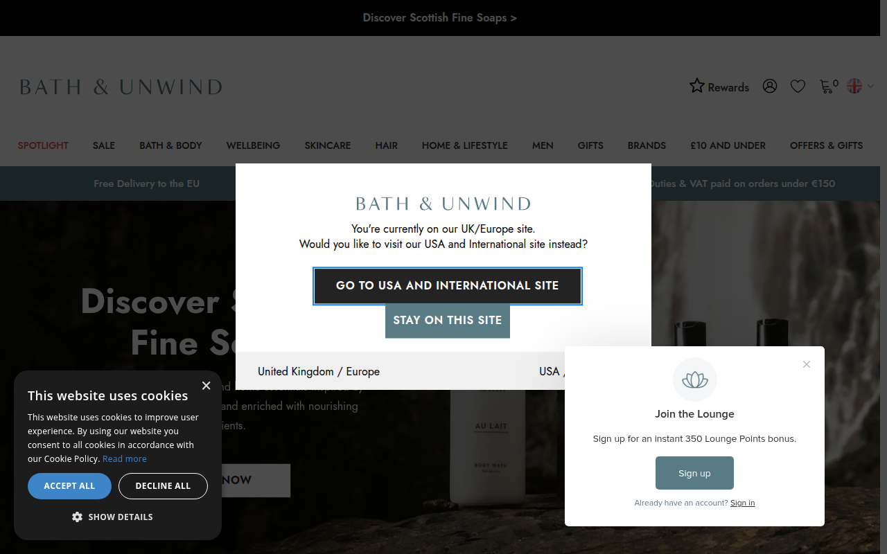 Screenshot van bathandunwind.com