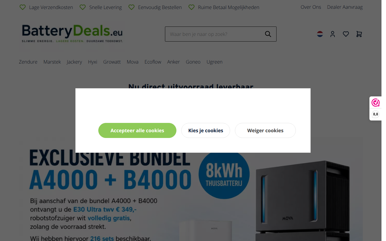 Screenshot van batterydeals.eu