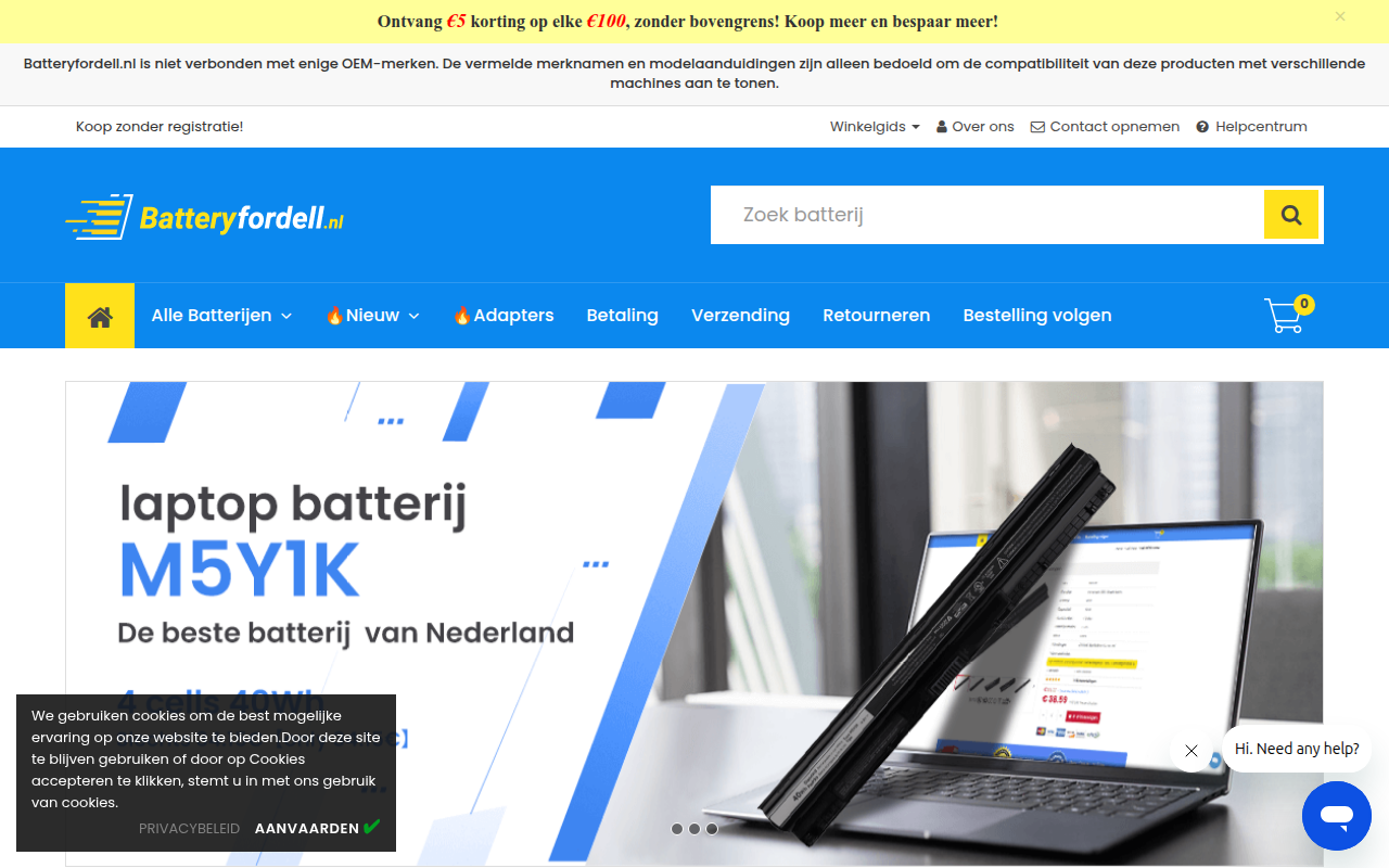 Screenshot van batteryfordell.nl