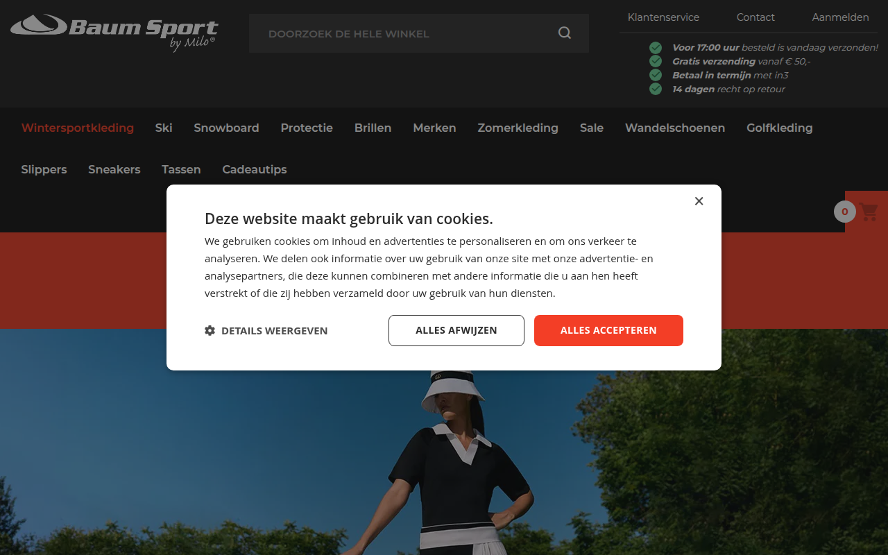 Screenshot van baumsport.nl