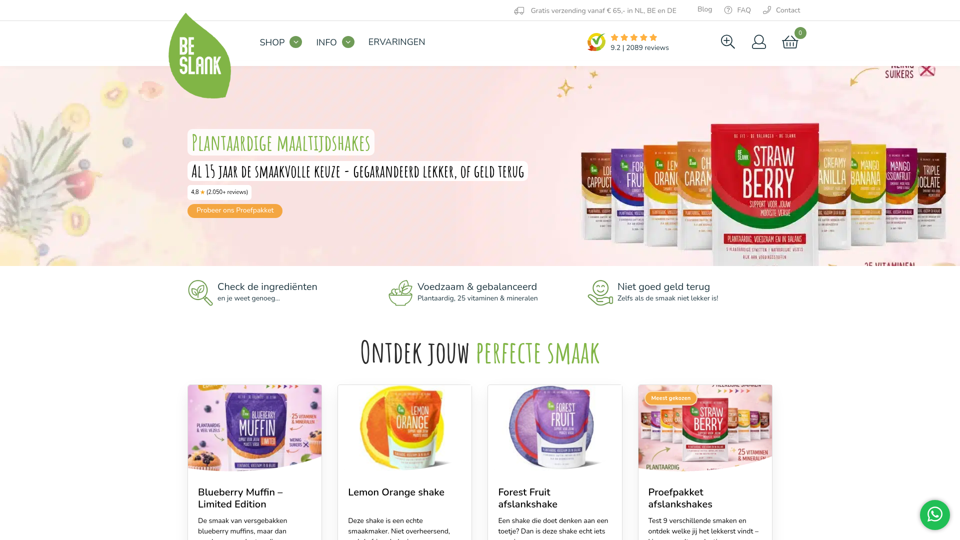 Screenshot van be-slank.nl
