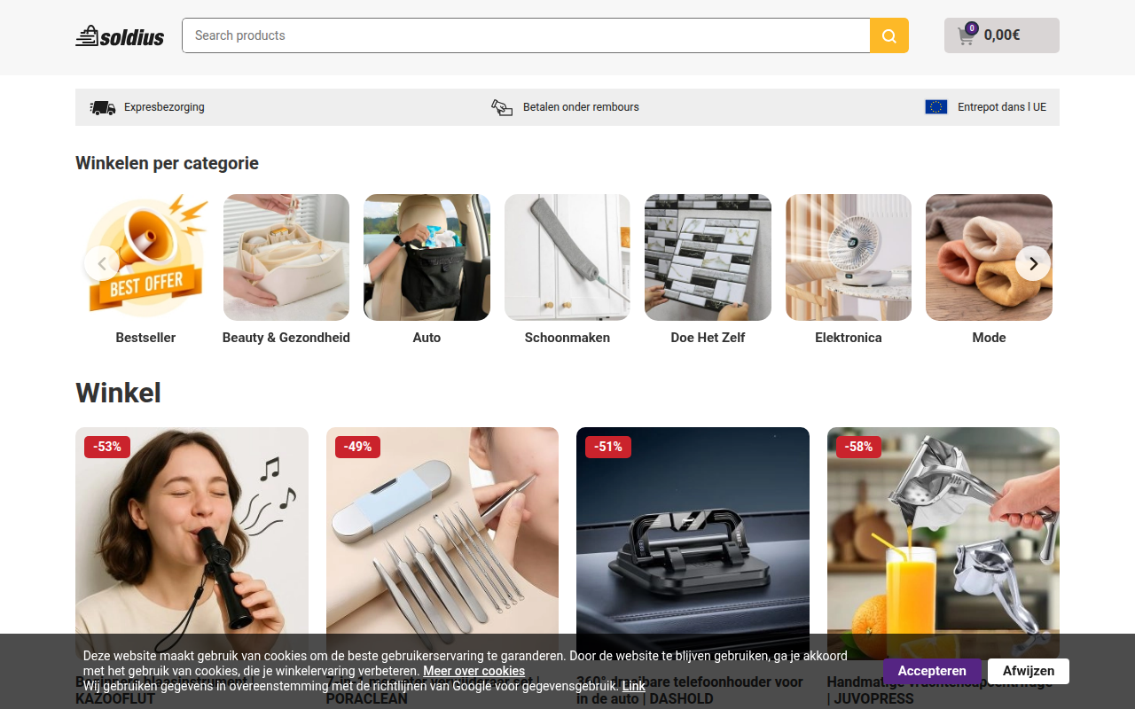 Screenshot van be.soldius.com
