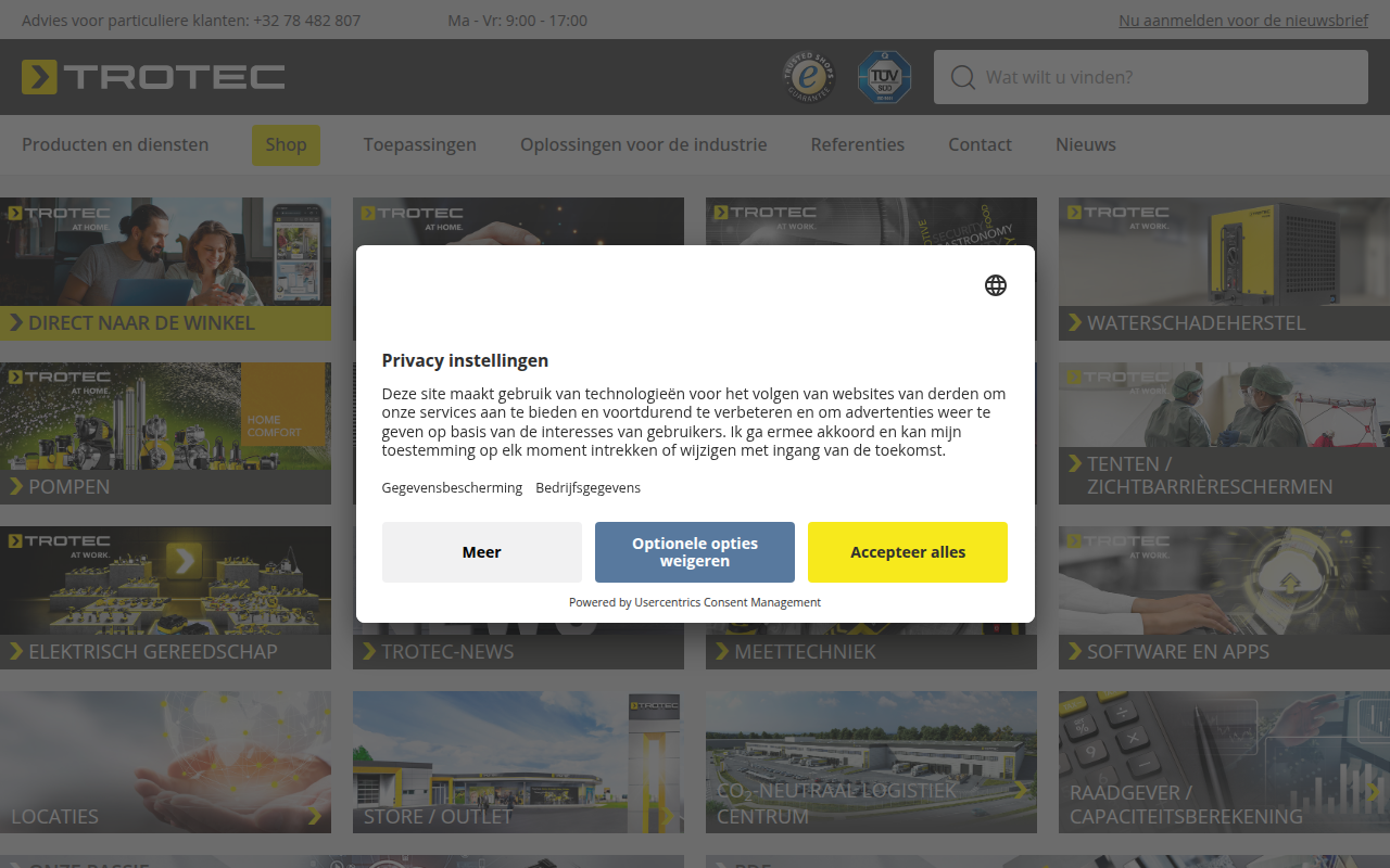 Screenshot van be.trotec.com