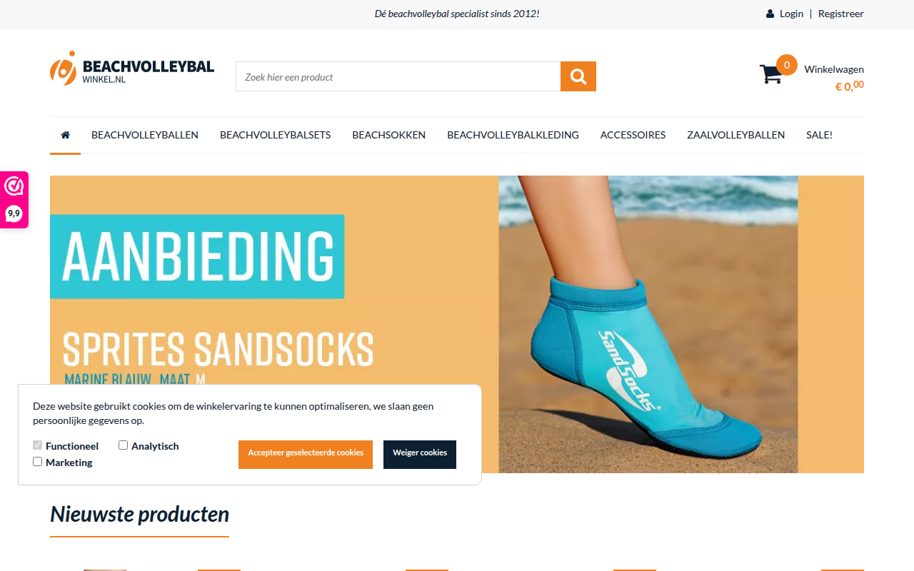 Screenshot van beachvolleybalwinkel.nl