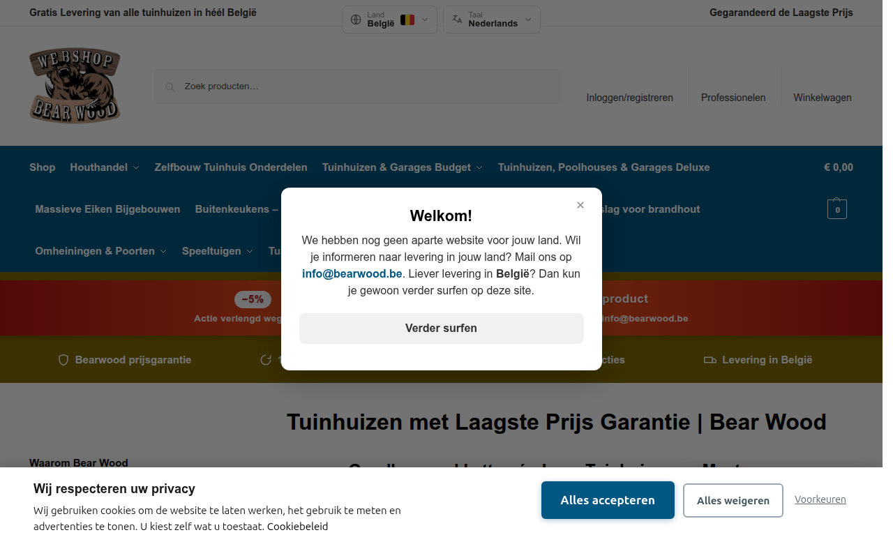 Screenshot van www.bearwood.be