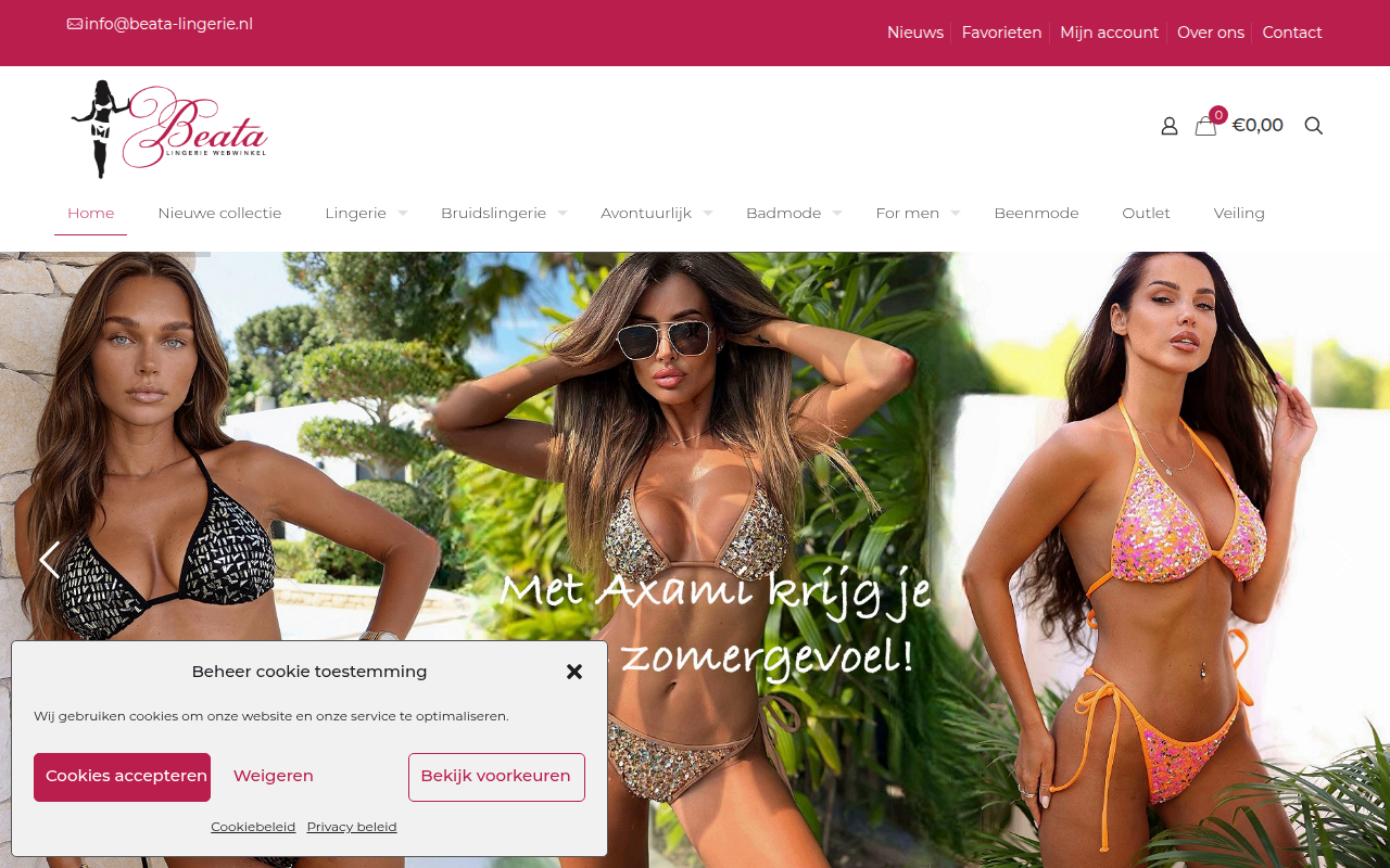 Screenshot van beata-lingerie.nl
