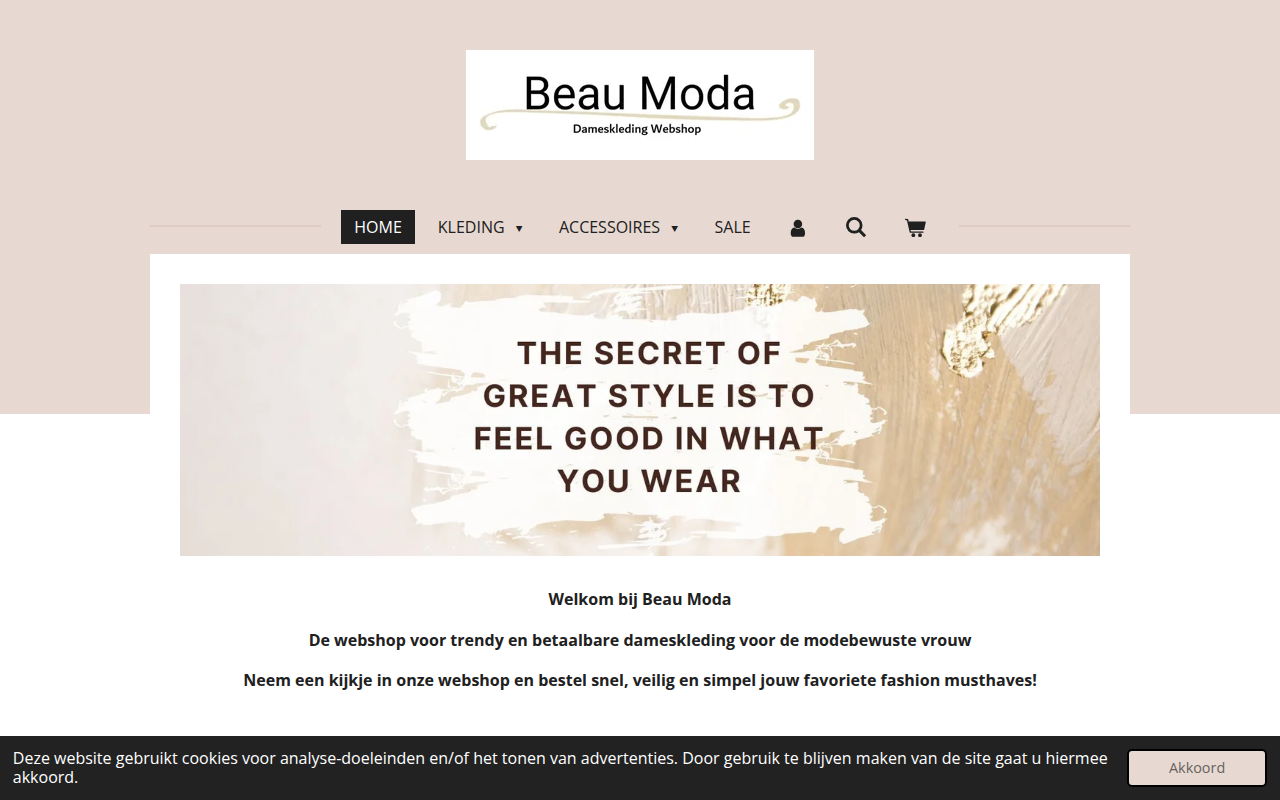 Screenshot van beaumoda.nl