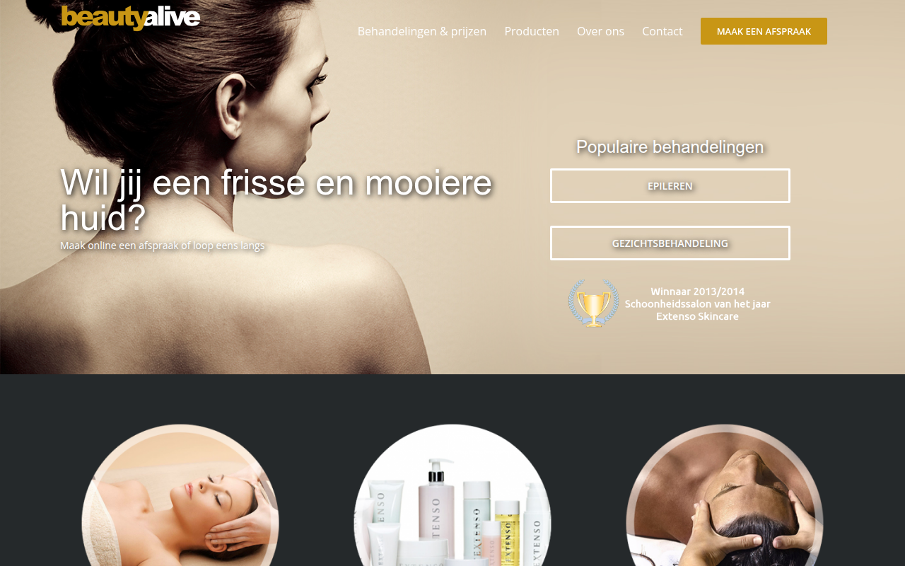 Screenshot van beautyalive.nl