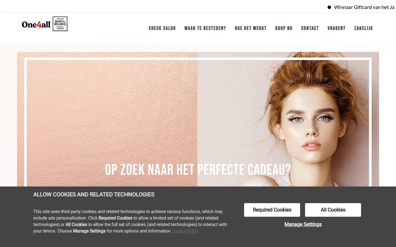 Screenshot van beautycadeau.nl