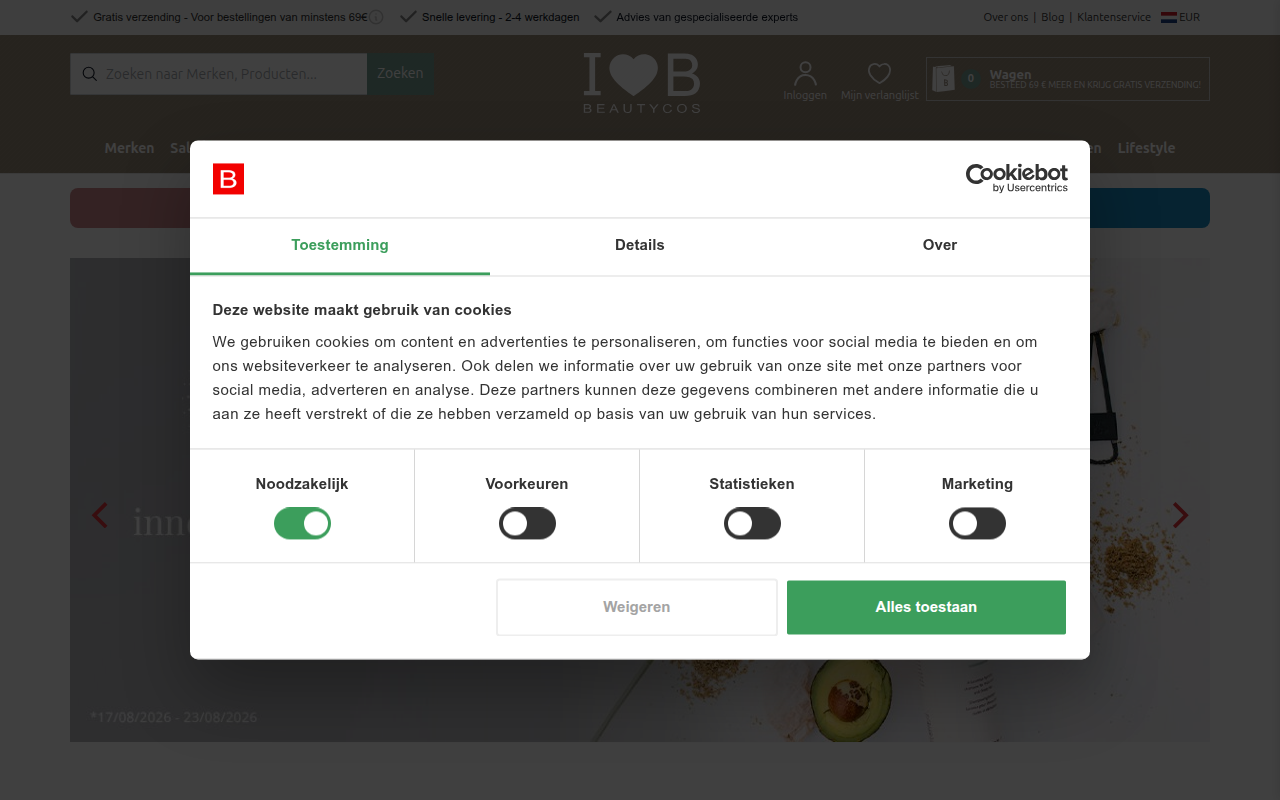 Screenshot van beautycos.nl