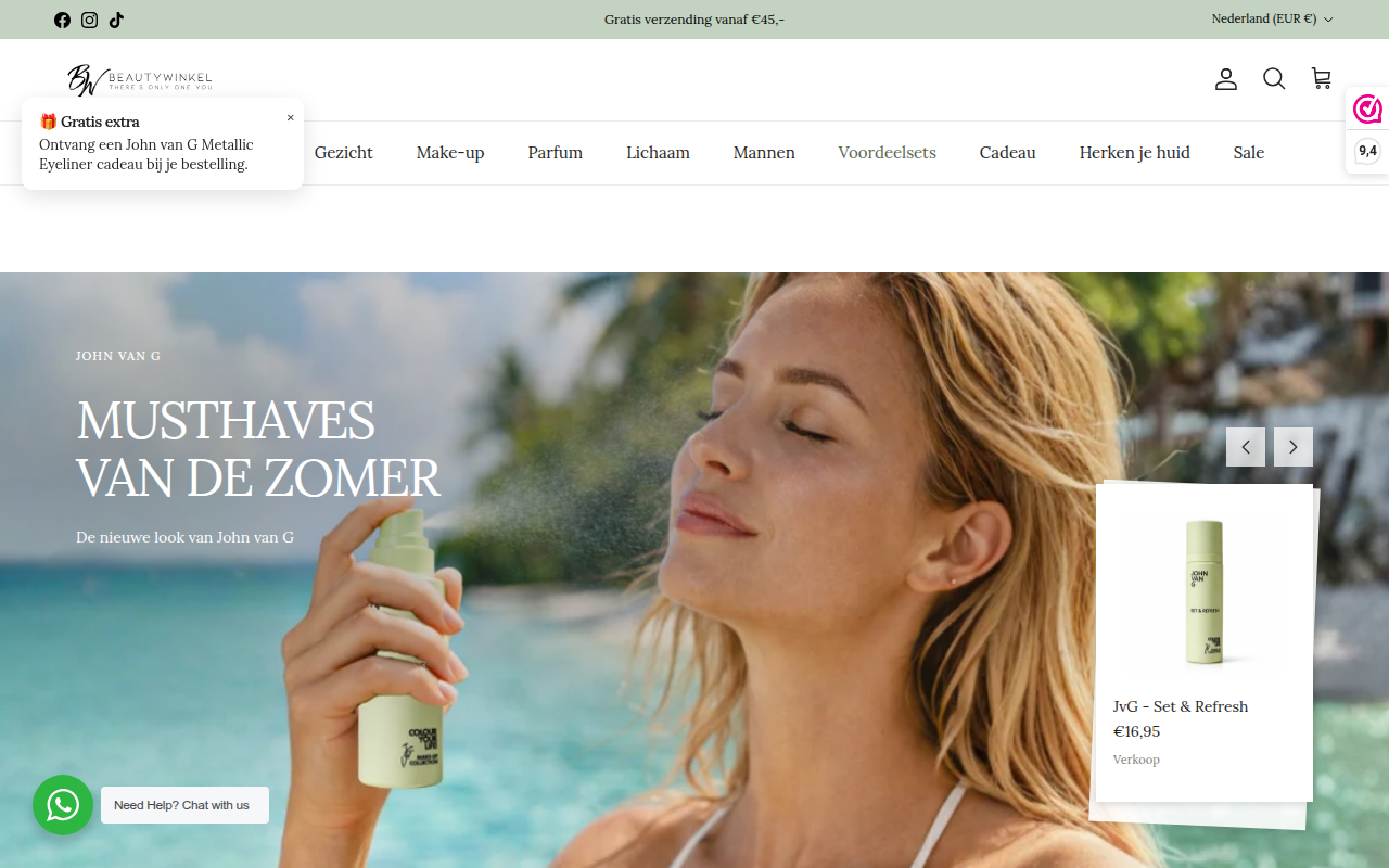 Screenshot van beautywinkel.nl